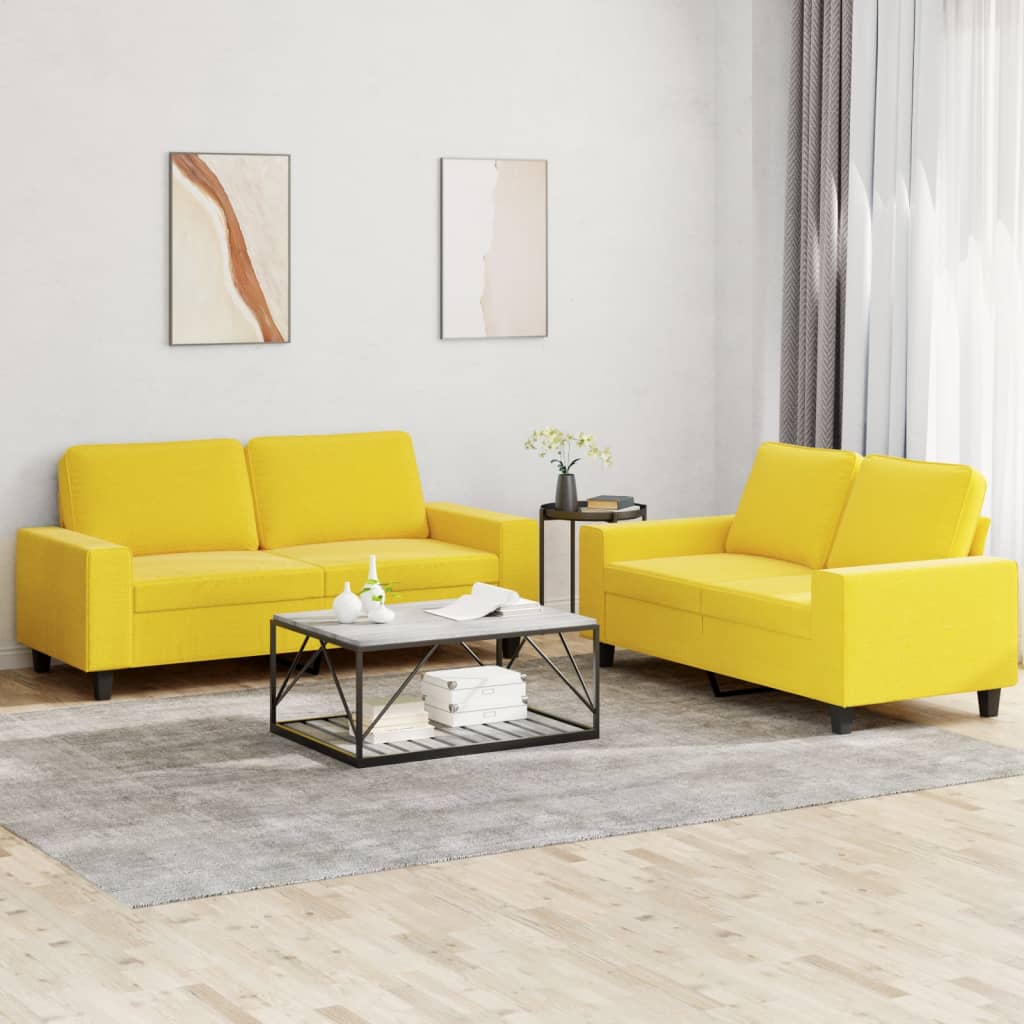 Set di Divani 2 pz Giallo Chiaro in Tessuto - homemem39