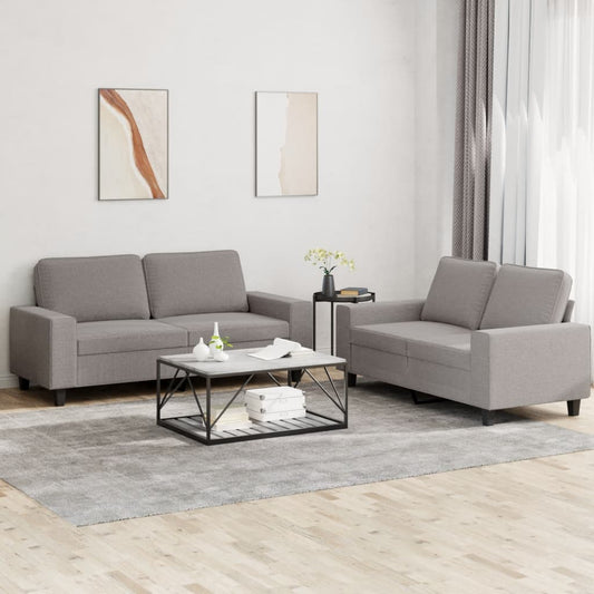 Set di Divani 2 pz Tortora in Tessuto | homemem39