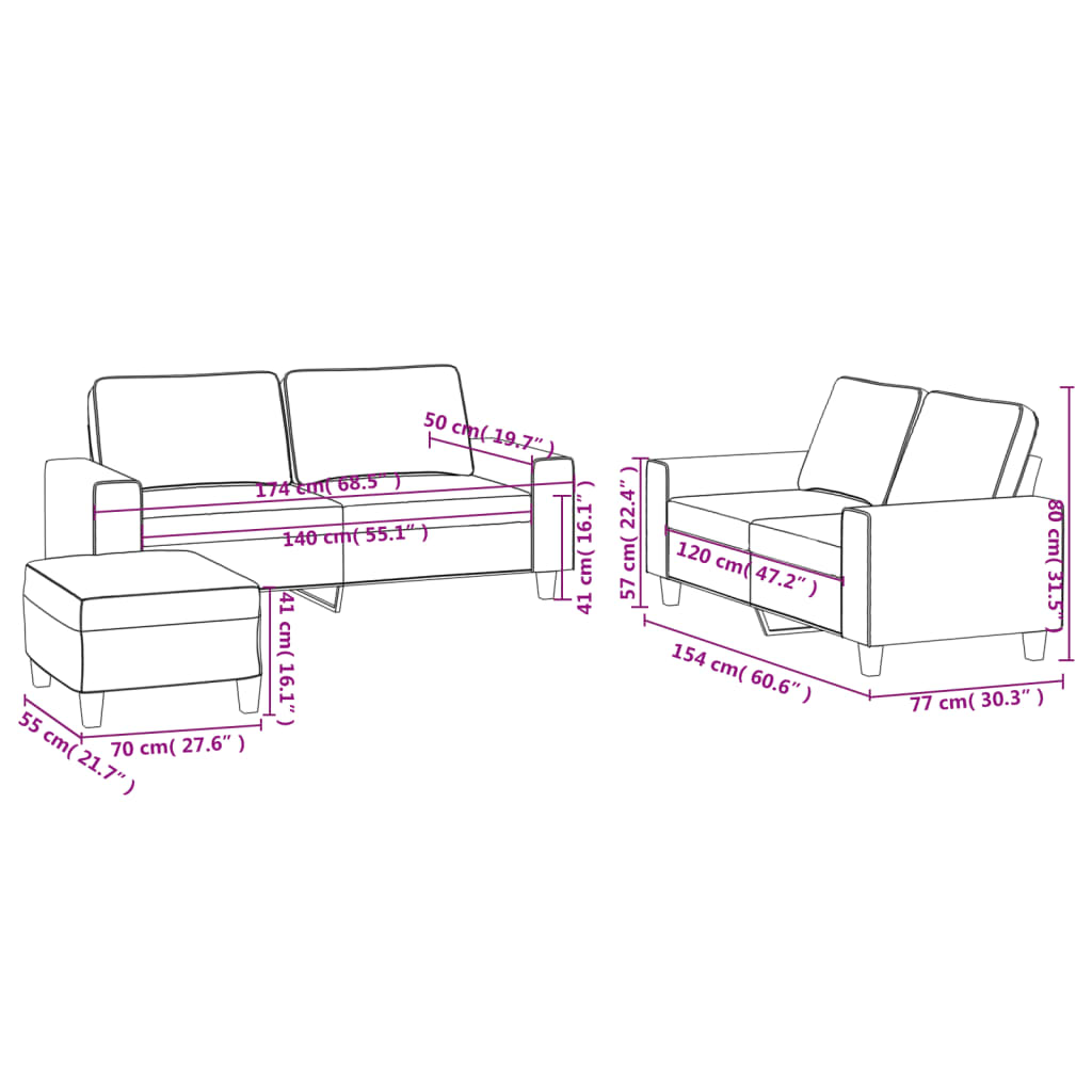 Set di Divani 3 pz Grigio Scuro in Tessuto | homemem39
