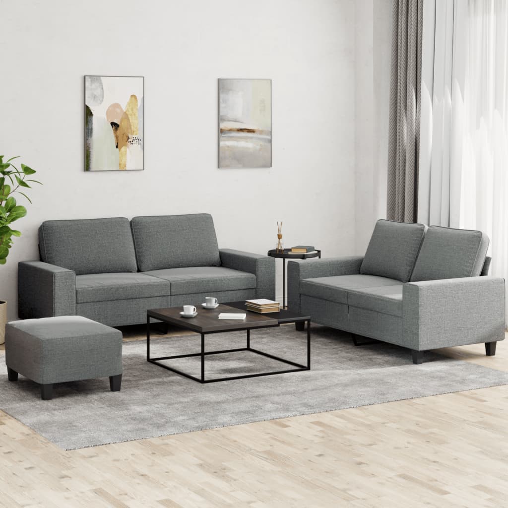 Set di Divani 3 pz Grigio Scuro in Tessuto | homemem39