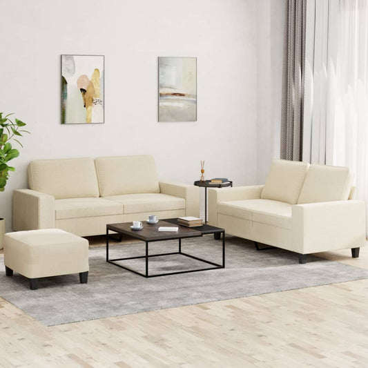Set di Divani 3 pz Crema in Tessuto | homemem39