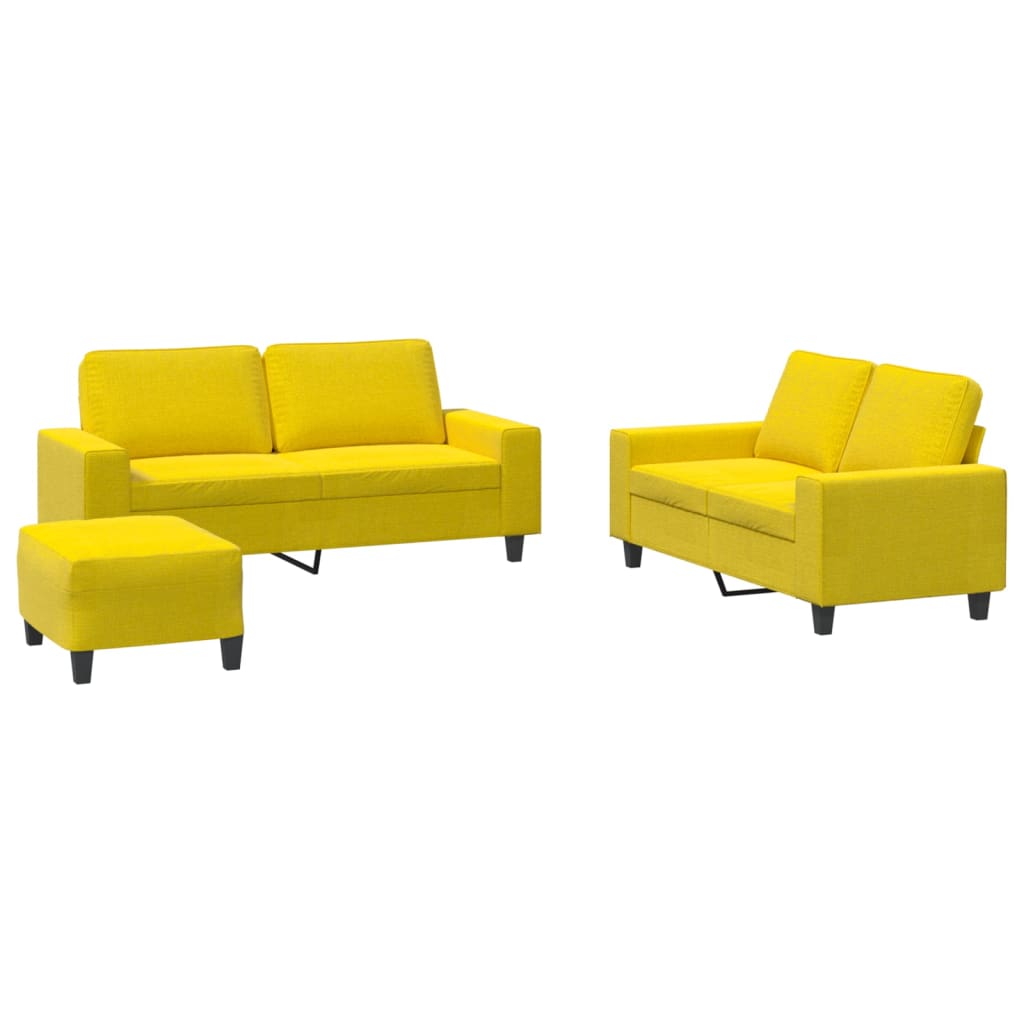 Set di Divani 3 pz Giallo Chiaro in Tessuto - homemem39