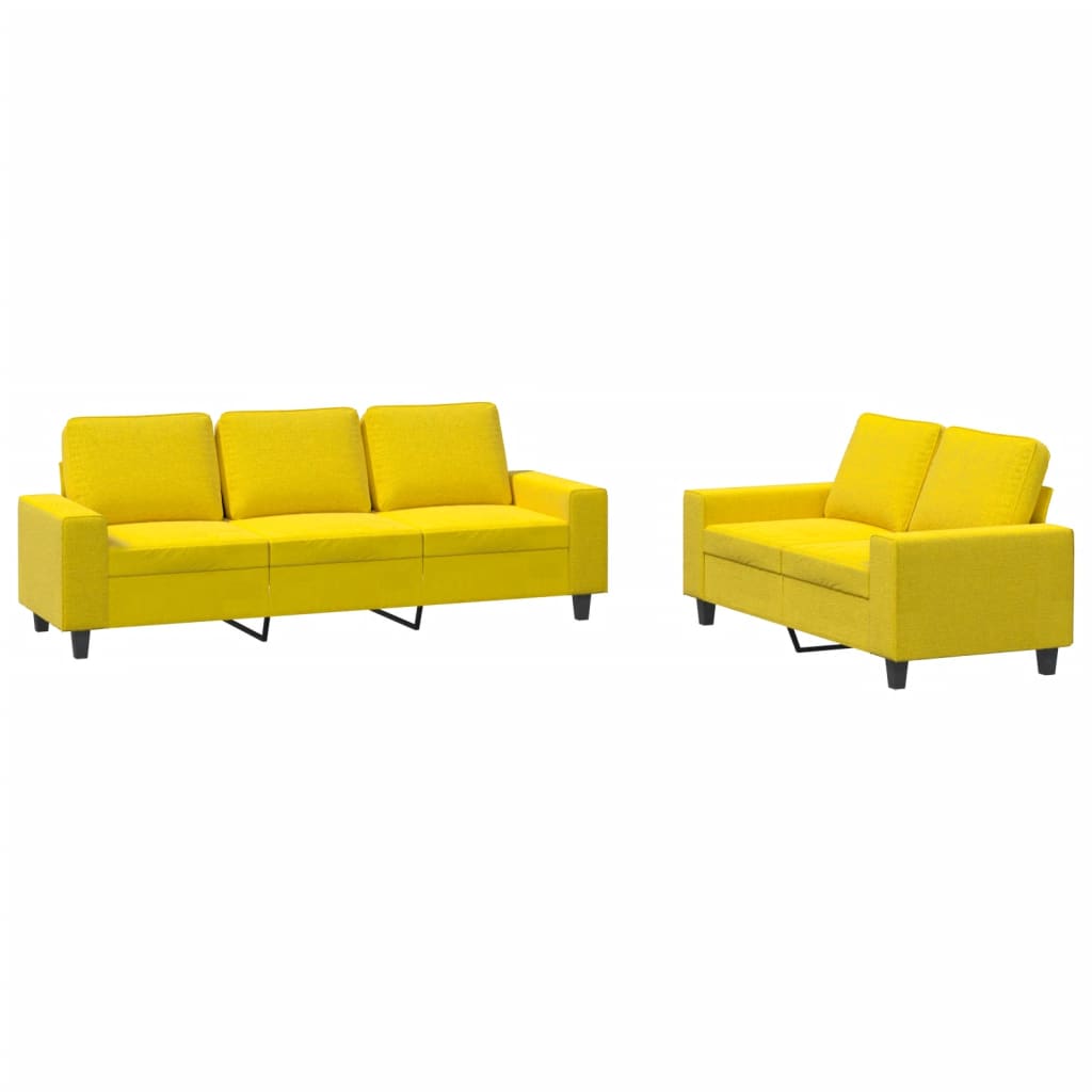 Set di Divani 2 pz Giallo Chiaro in Tessuto - homemem39