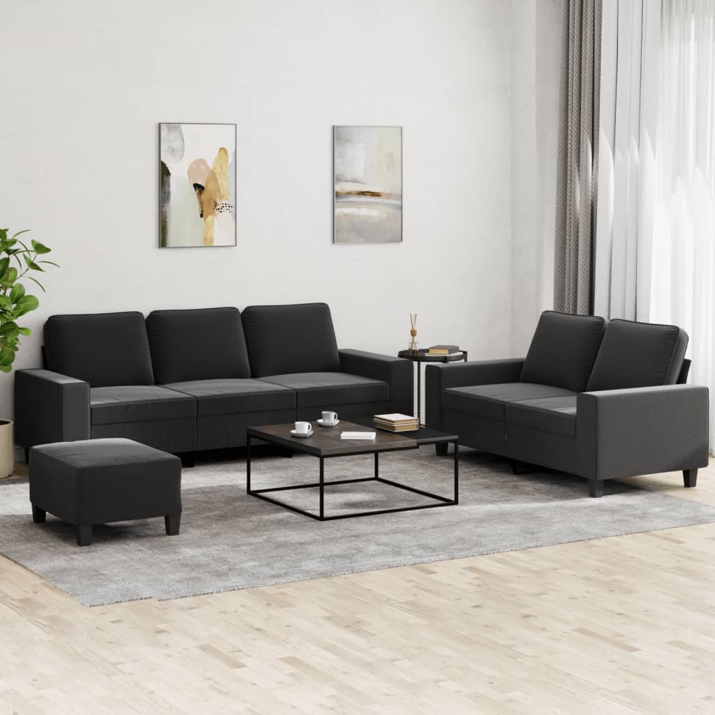 Set d Divani 3 pz Nero in Tessuto | homemem39