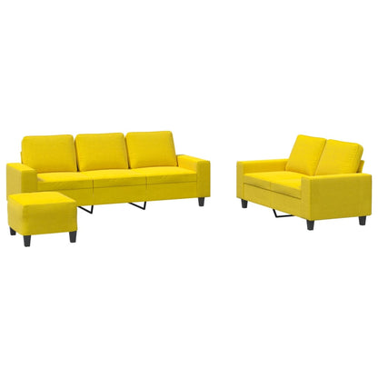 Set di Divani 3 pz Giallo Chiaro in Tessuto - homemem39