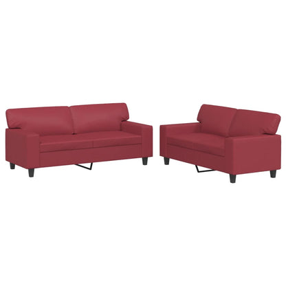 Set di Divani 2 pz Rosso Vino in Similpelle