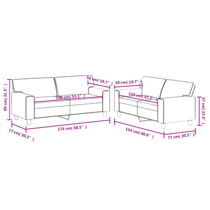 Set di Divani 2 pz Cappuccino in Similpelle