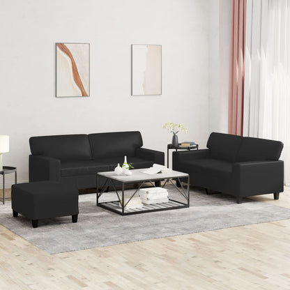 Set di Divani 3 pz Nero in Similpelle - homemem39