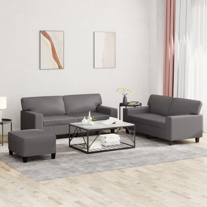 Set di Divani 3 pz Grigio in Similpelle