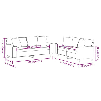 Set di Divani 2 pz con Cuscini Grigio in Similpelle