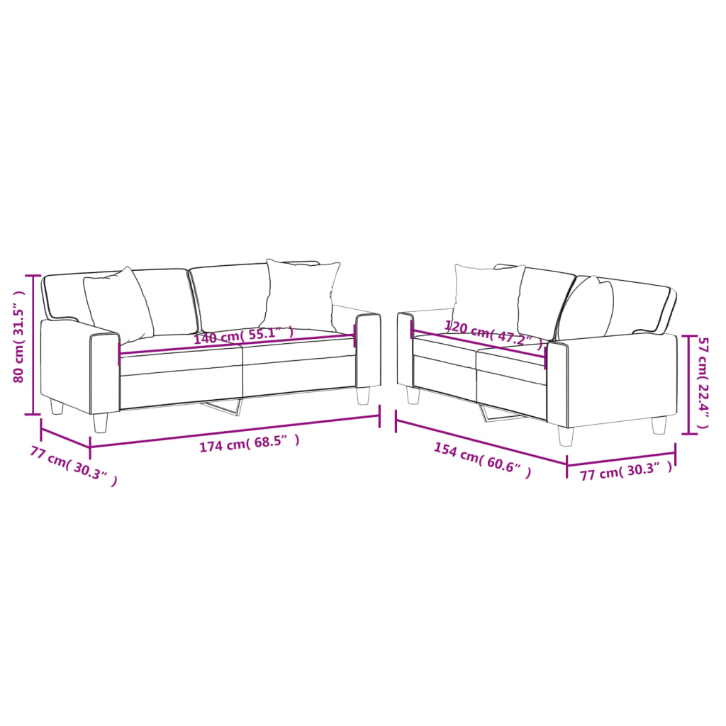 Set di Divani 2 pz con Cuscini Cappuccino in Similpelle