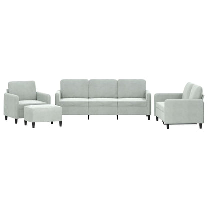 Set di Divani 4 pz Grigio Chiaro in Velluto | homemem39
