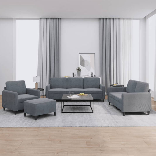 Set di Divani 4 pz Grigio Scuro in Velluto | homemem39