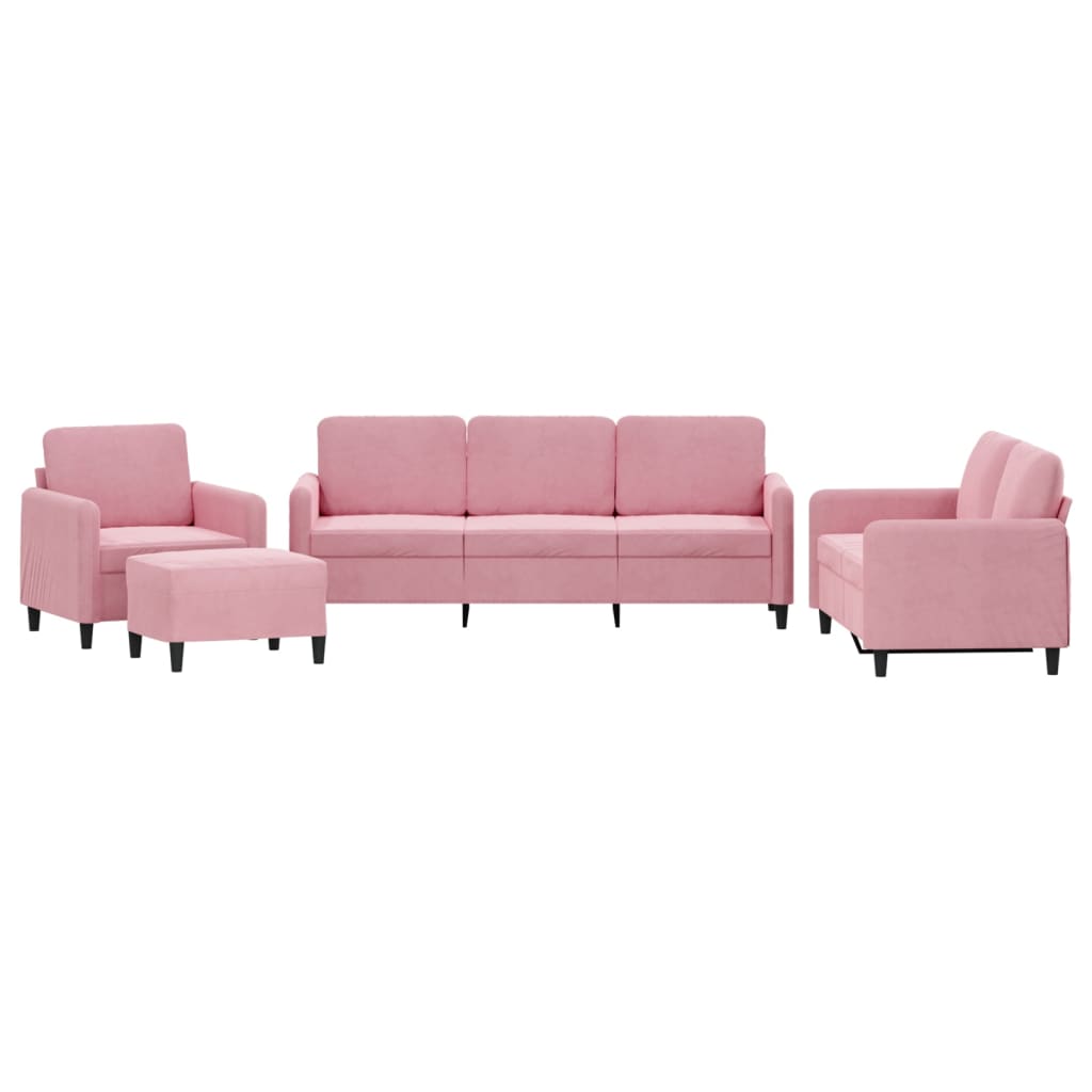 Set di Divani 4 pz Rosa in Velluto | homemem39