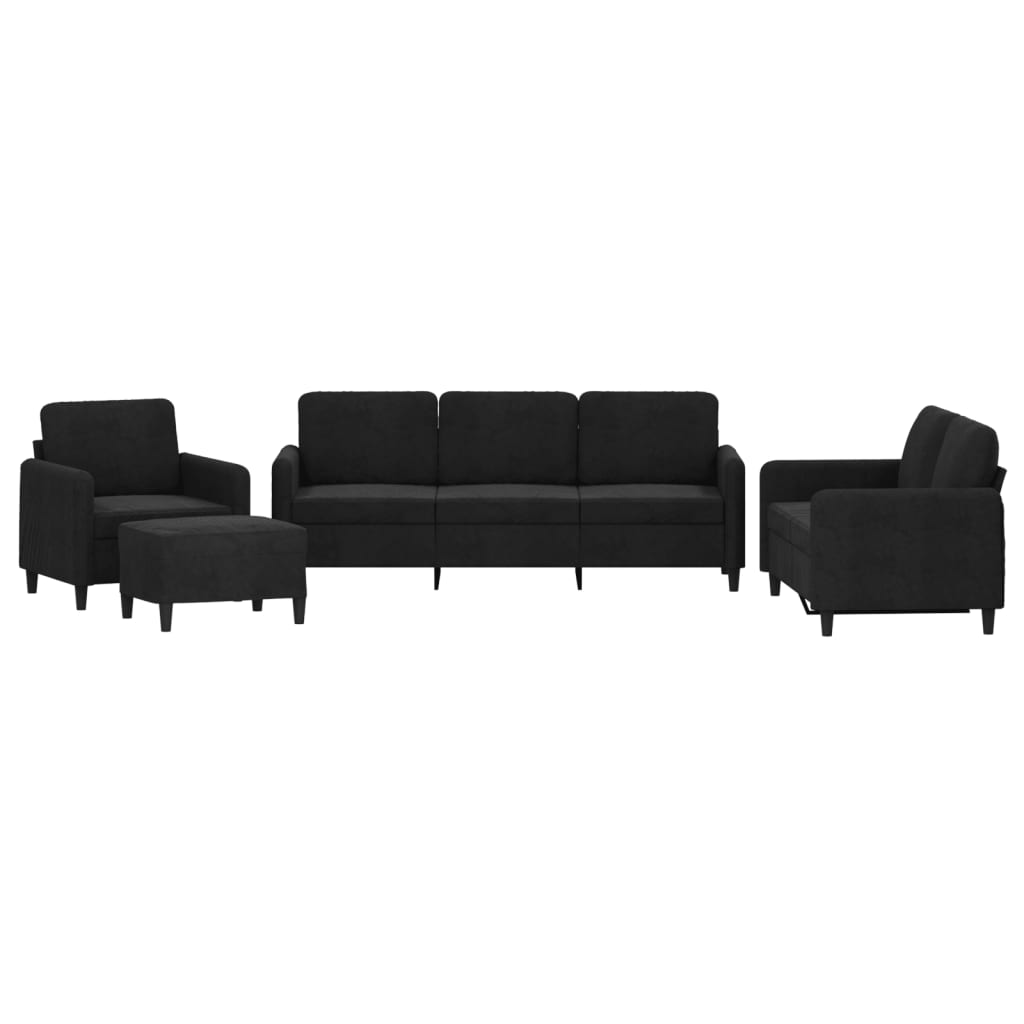 Set di Divani 4 pz Nero in Velluto | homemem39