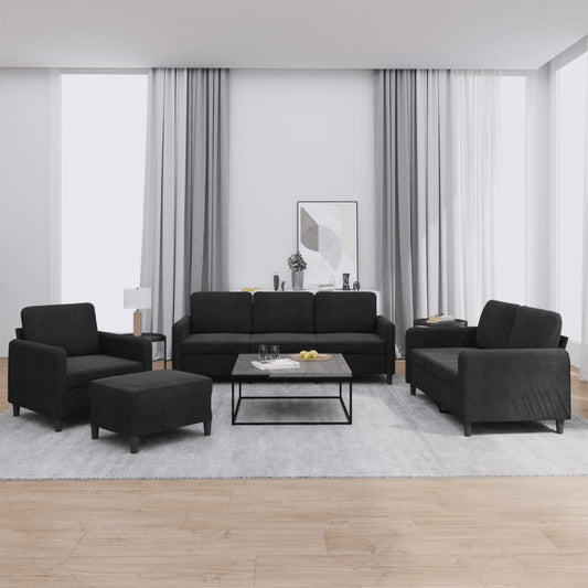 Set di Divani 4 pz Nero in Velluto | homemem39
