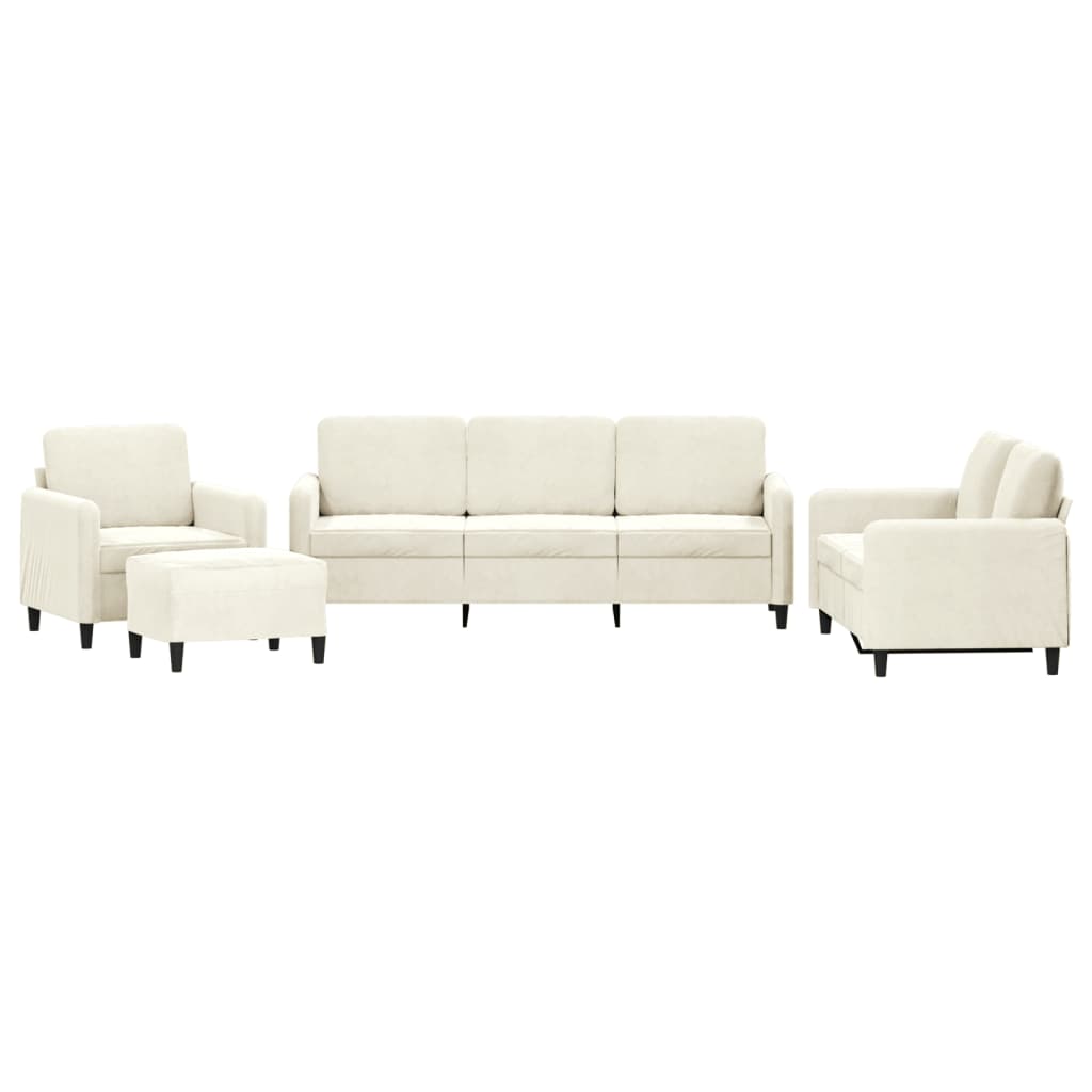 Set di Divani 4 pz Crema in Velluto | homemem39