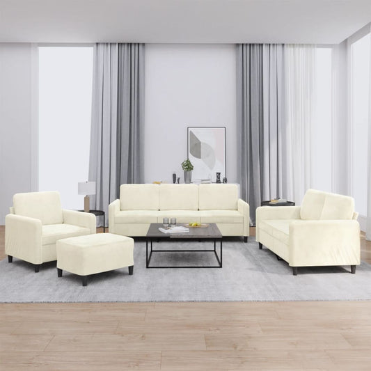 Set di Divani 4 pz Crema in Velluto | homemem39