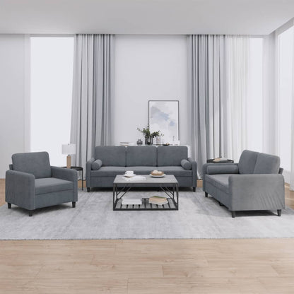 Set di Divani 3 pz con Cuscini Grigio Scuro in Velluto - homemem39