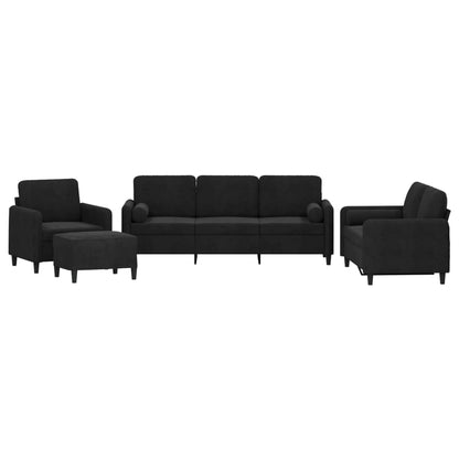 Set di Divani 4 pz con Cuscini Nero in Velluto | homemem39