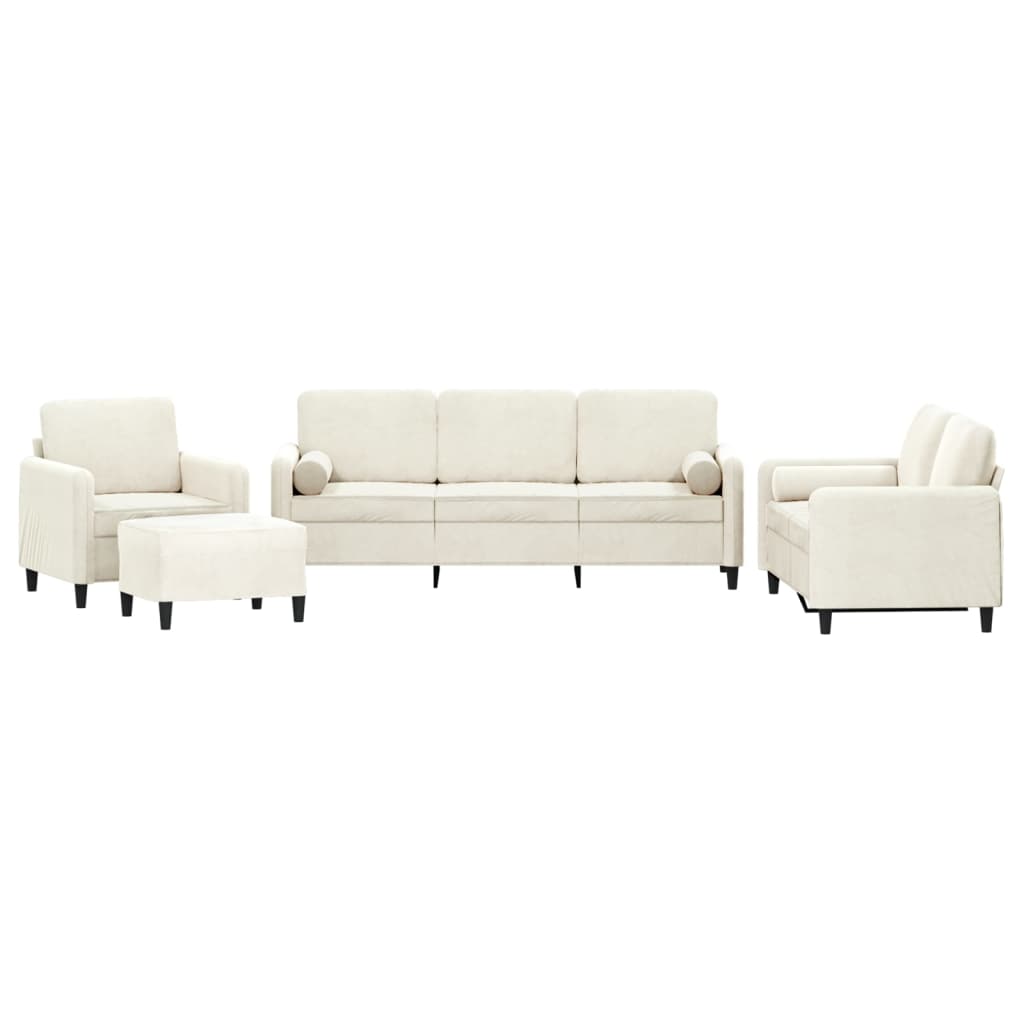 Set di Divani 4 pz con Cuscini Crema in Velluto | homemem39