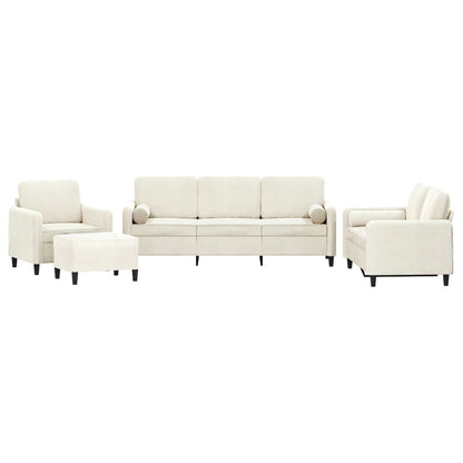 Set di Divani 4 pz con Cuscini Crema in Velluto | homemem39
