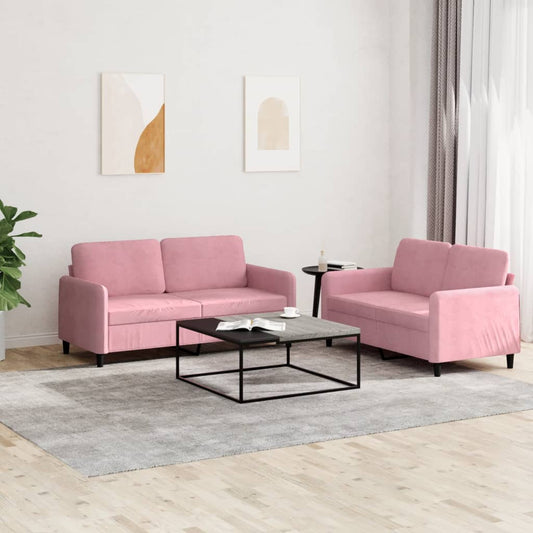 Set di Divani 2 pz Rosa in Velluto - homemem39