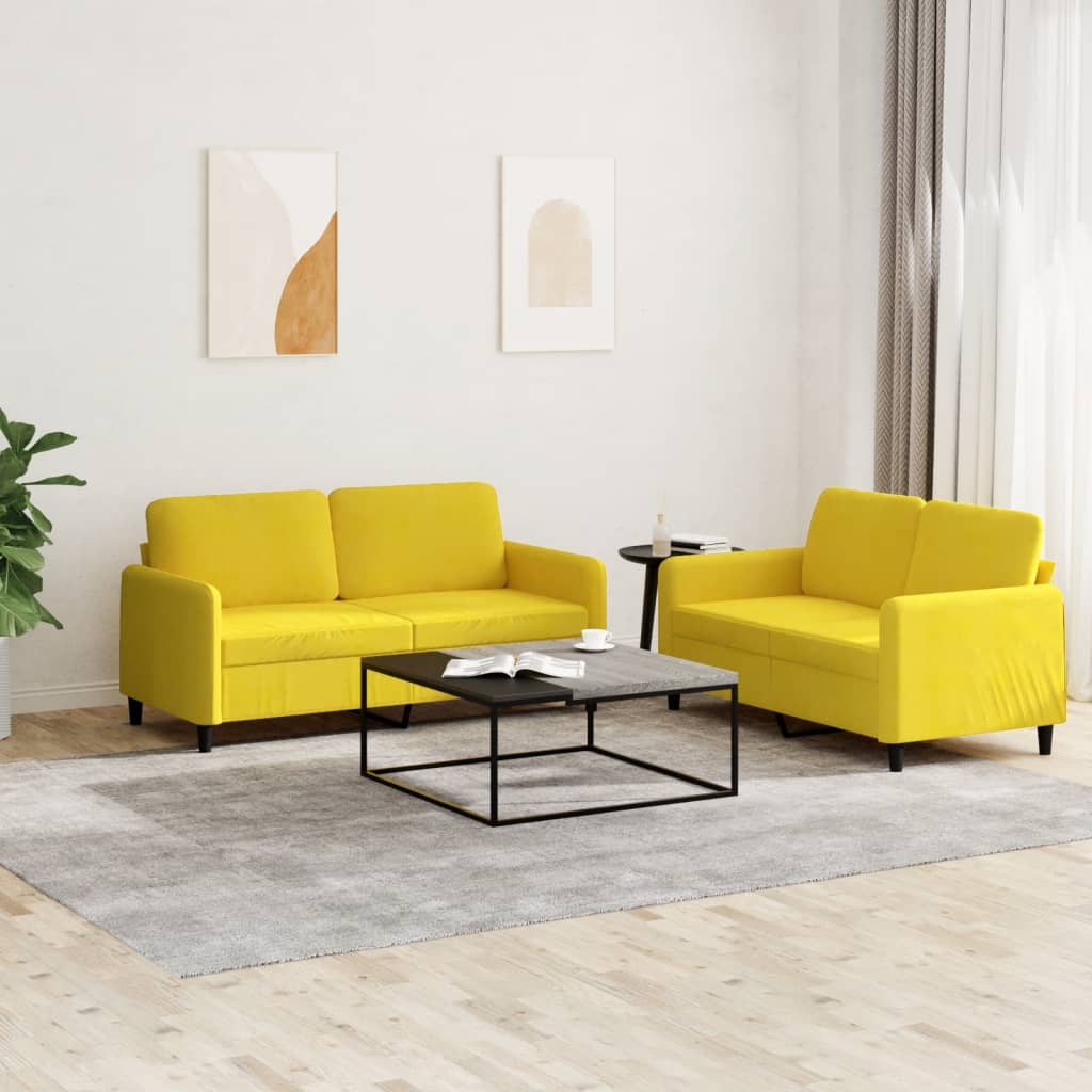 Set di Divani 2 pz Giallo in Velluto