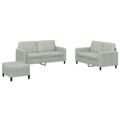 Set di Divani 3 pz Grigio Chiaro in Velluto | homemem39