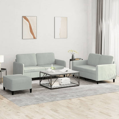 Set di Divani 3 pz Grigio Chiaro in Velluto | homemem39