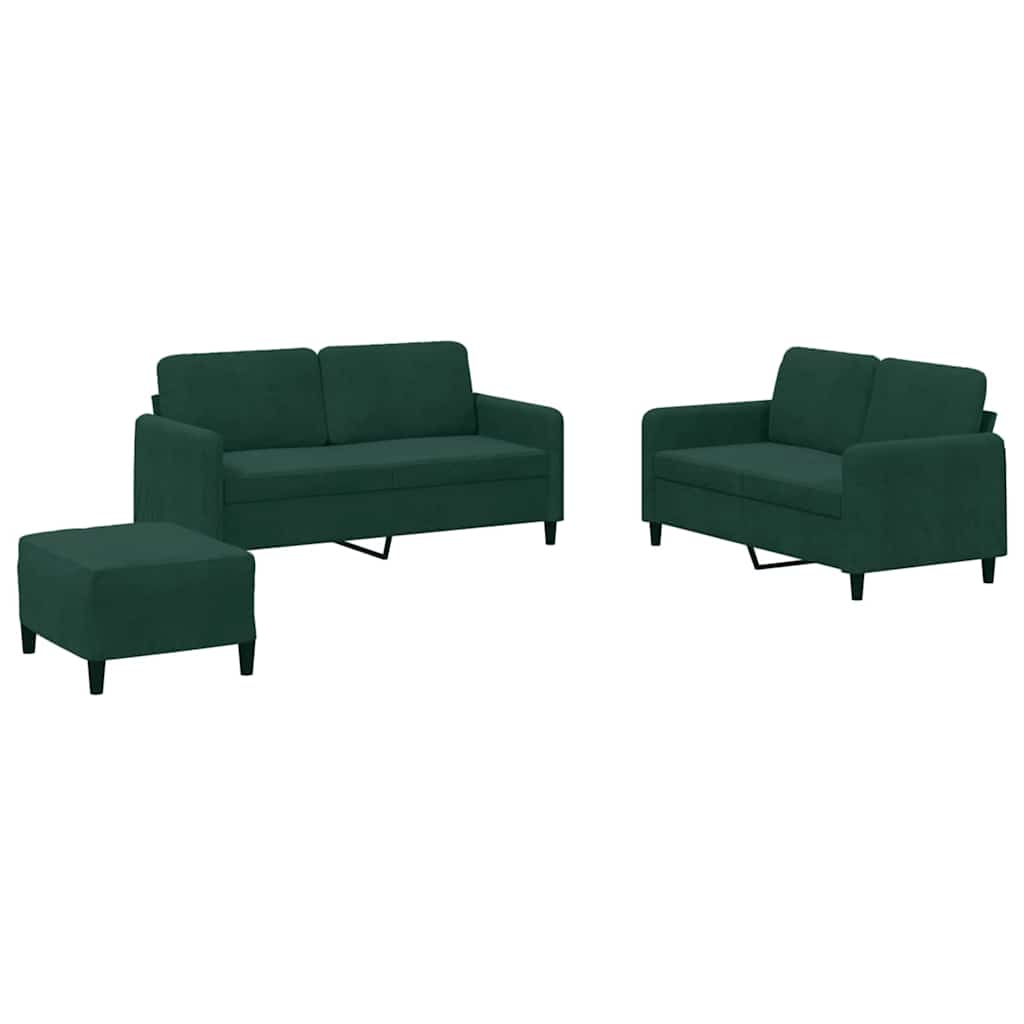 Set di Divani 3 pz Verde Scuro in Velluto | homemem39