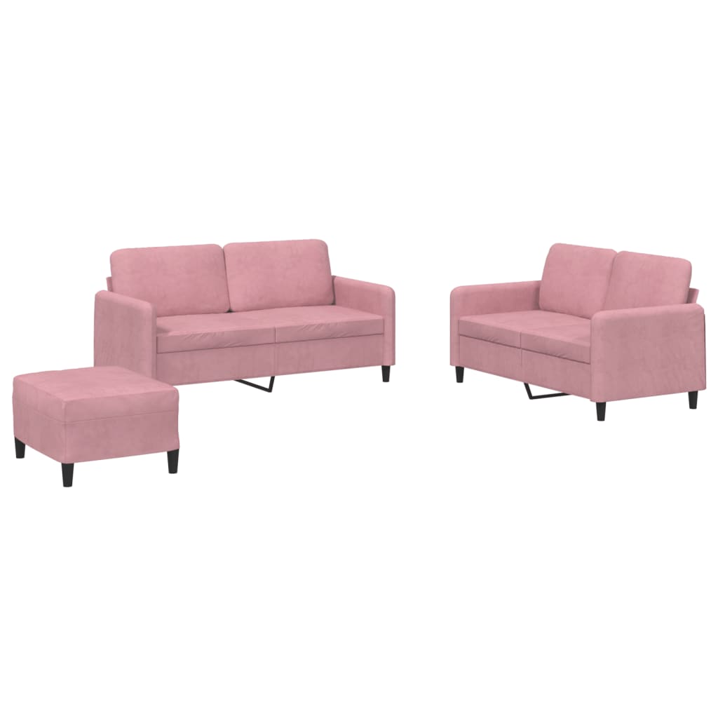 Set di Divani 3 pz Rosa in Velluto - homemem39