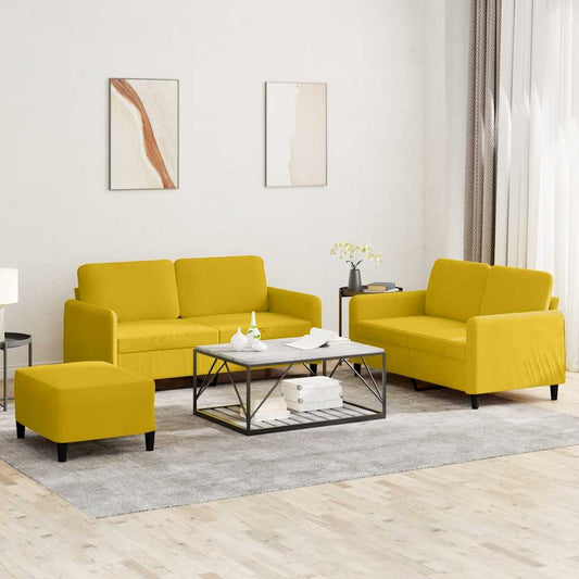 Set di Divani 3 pz Giallo in Velluto | homemem39