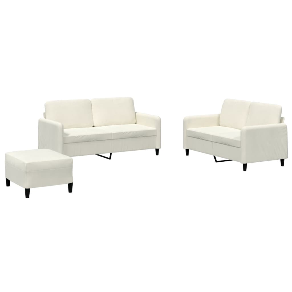Set di Divani 3 pz Crema in Velluto | homemem39
