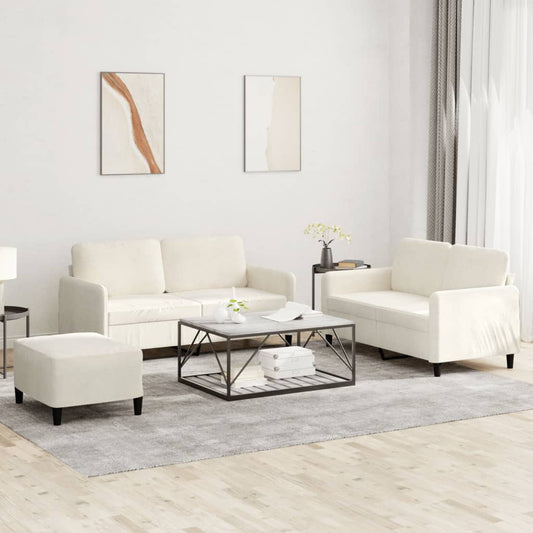 Set di Divani 3 pz Crema in Velluto | homemem39