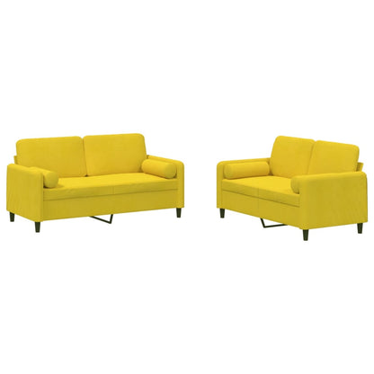 Set di Divani 2 pz con Cuscini Giallo in Velluto