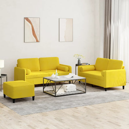 Set di Divani 3 pz con Cuscini Giallo in Velluto - homemem39