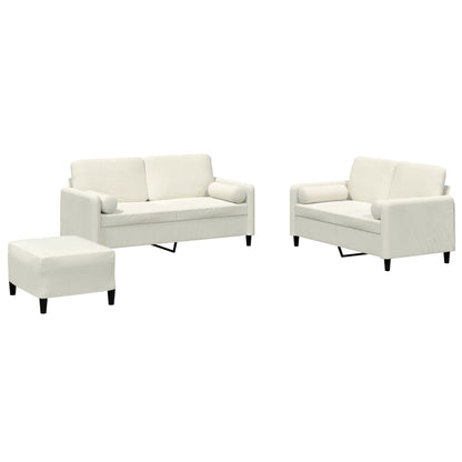 Set di Divani 3 pz con Cuscini Crema in Velluto | homemem39