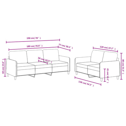 Set di Divani 2 pz Crema in Velluto