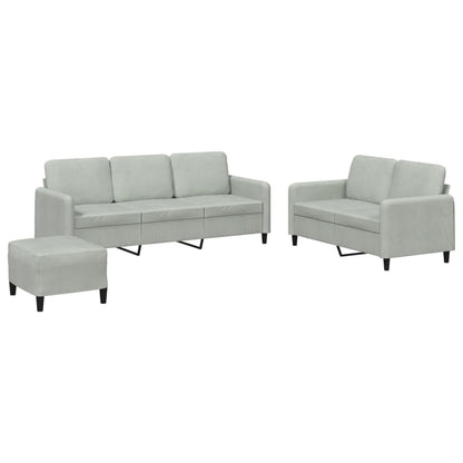 Set di Divani 3 pz Grigio Chiaro in Velluto | homemem39