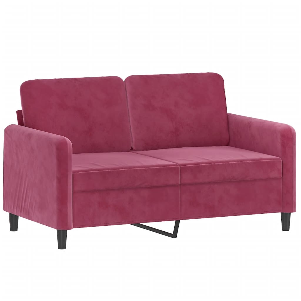 Set di Divani 3 pz con Cuscini Rosso Vino in Velluto | homemem39