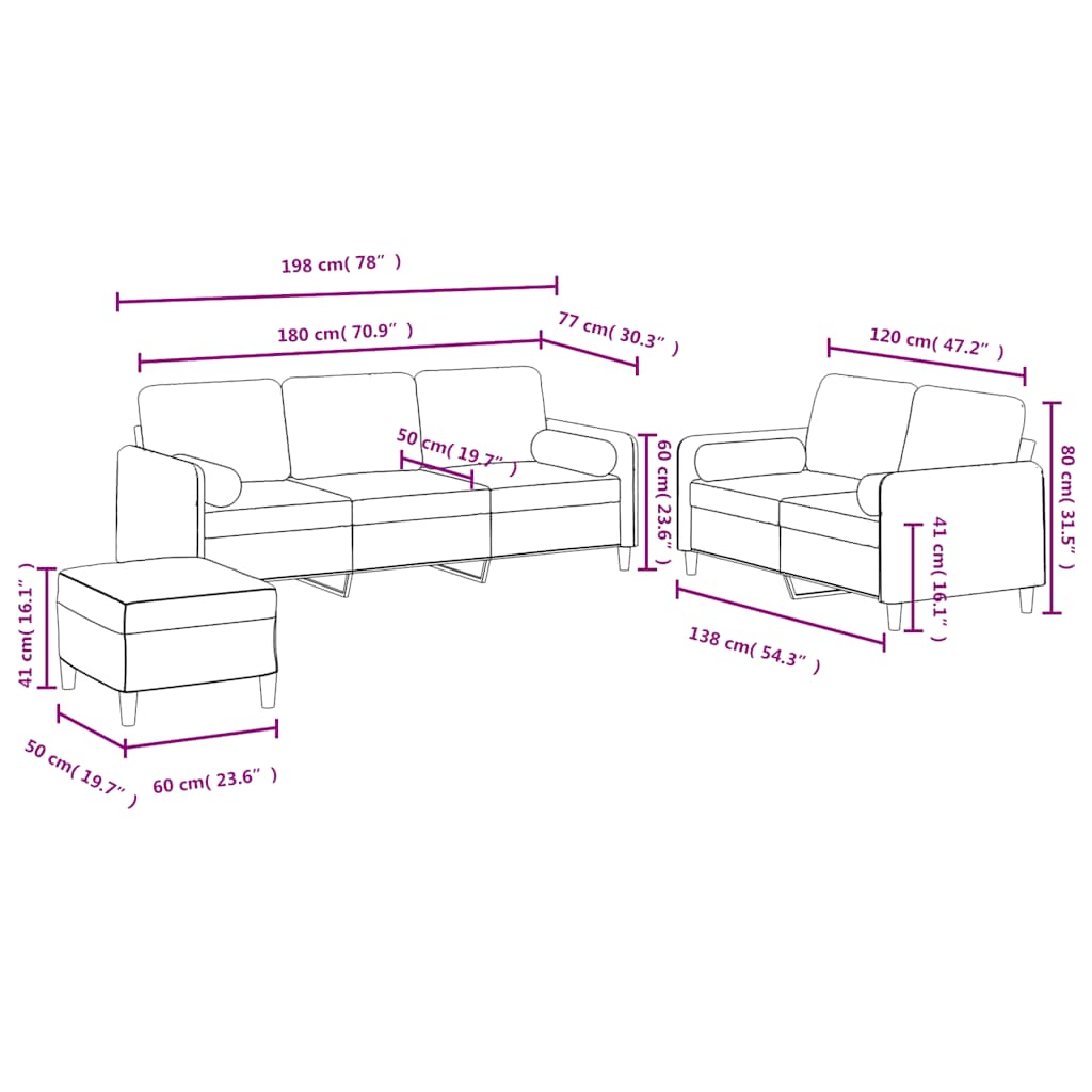 Set di Divani 3 pz con Cuscini Blu in Velluto | homemem39