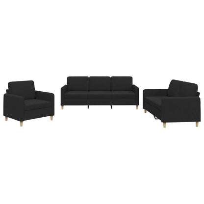 Set di Divani 3 pz con Cuscini Nero in Tessuto | homemem39