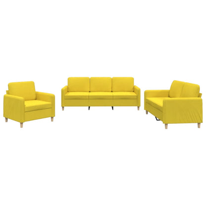 Set di Divani 3 pz con Cuscini Giallo Chiaro in Tessuto - homemem39