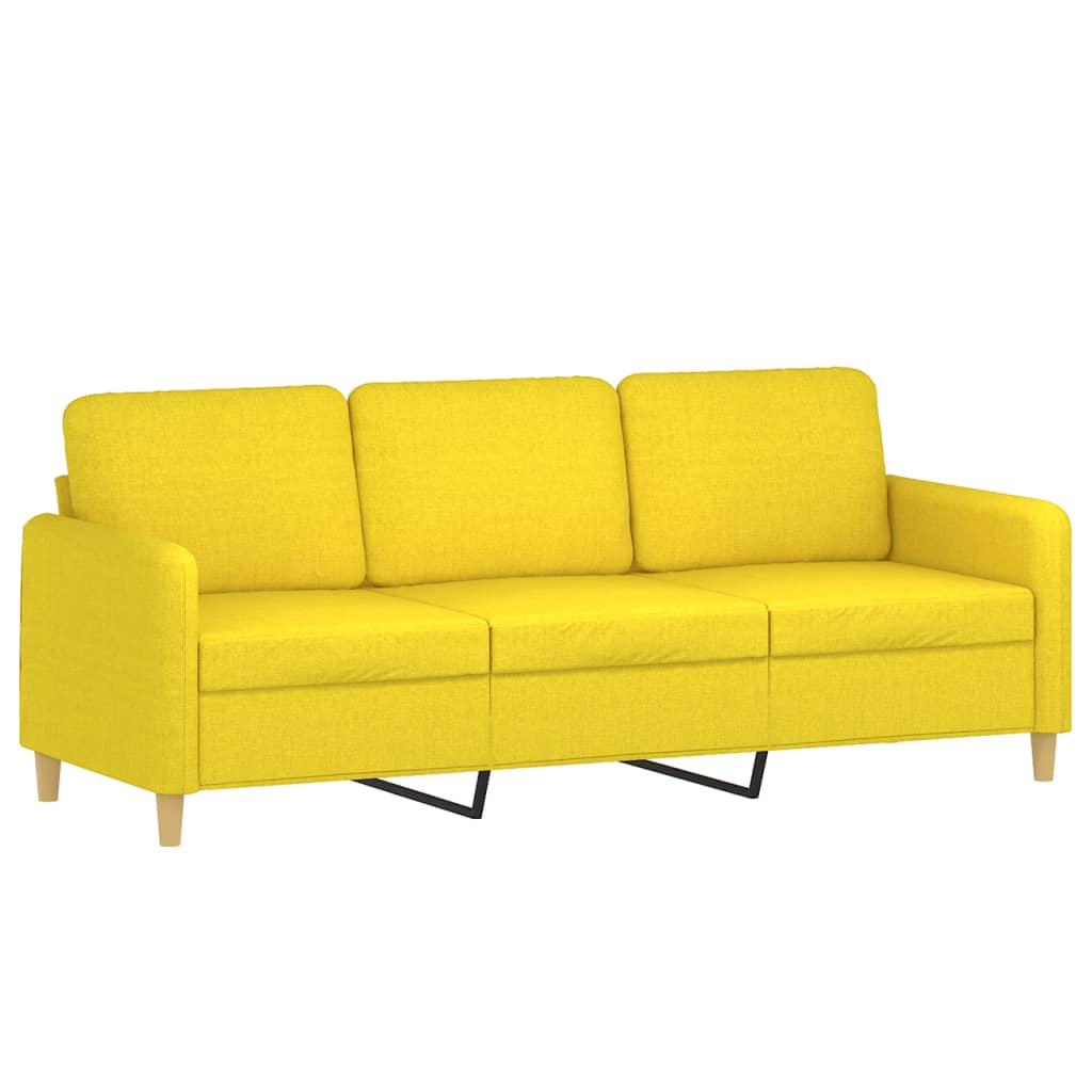 Set di Divani 3 pz con Cuscini Giallo Chiaro in Tessuto | homemem39