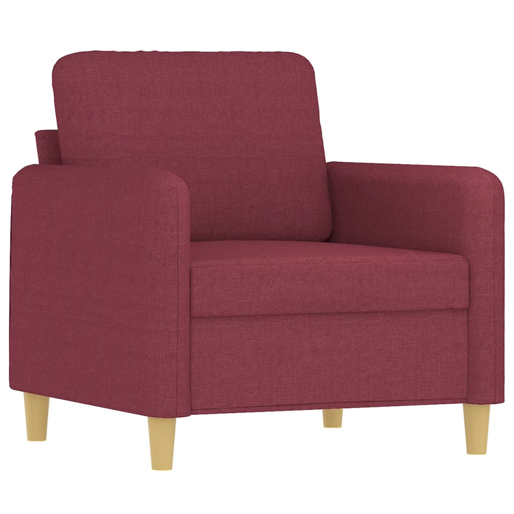 Set di Divani 3 pz con Cuscini Rosso Vino in Tessuto | homemem39