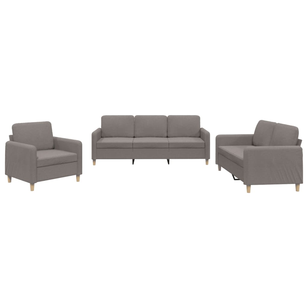Set di Divani 3 pz con Cuscini Tortora in Tessuto | homemem39