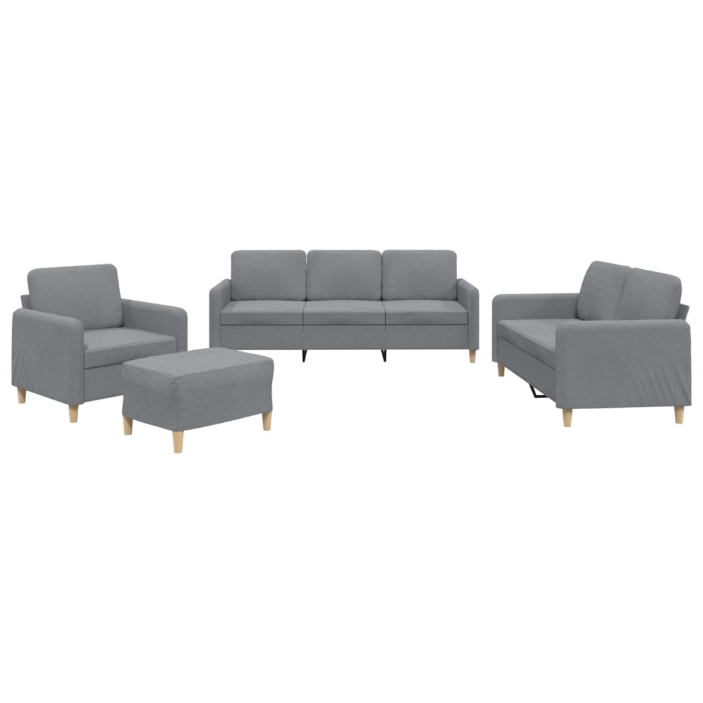 Set di Divani 4 pz con Cuscini Grigio Chiaro in Tessuto | homemem39
