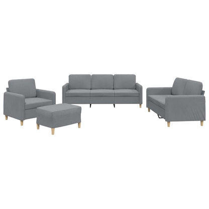 Set di Divani 4 pz con Cuscini Grigio Chiaro in Tessuto | homemem39