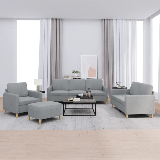 Set di Divani 4 pz con Cuscini Grigio Chiaro in Tessuto | homemem39